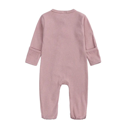 Unisex 100% Cotton Long Sleeve Newborn Baby Romper Pajama Sleepsuit - Footed Jumpsuit for Boys and Girls