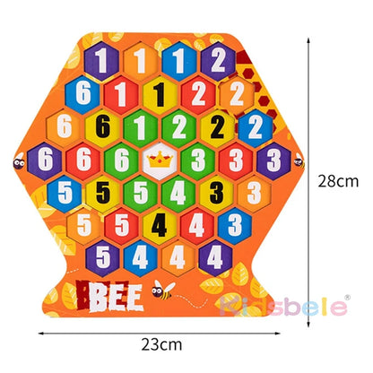 Vibrant Hexagonal Number Puzzle Set - Engaging Wooden Honeycomb Game for Kids