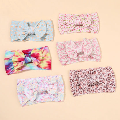 48-Color Soft Nylon Baby Headbands for Girls - Elastic Knit Turban Bows Hair Accessories for Newborns