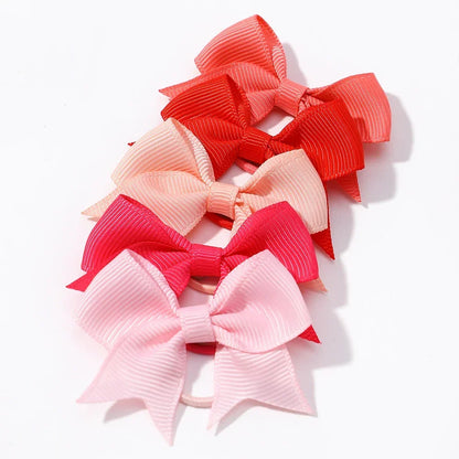 Set of 10 Grosgrain Ribbon Hair Bows with Elastic Bands - Perfect New Year Accessories for Baby Girls