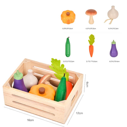 Wooden Pretend Play Toy Fruit Vegetable Children Play Kitchen Food Simulation Imitation Game for Kids Learning Education Gift