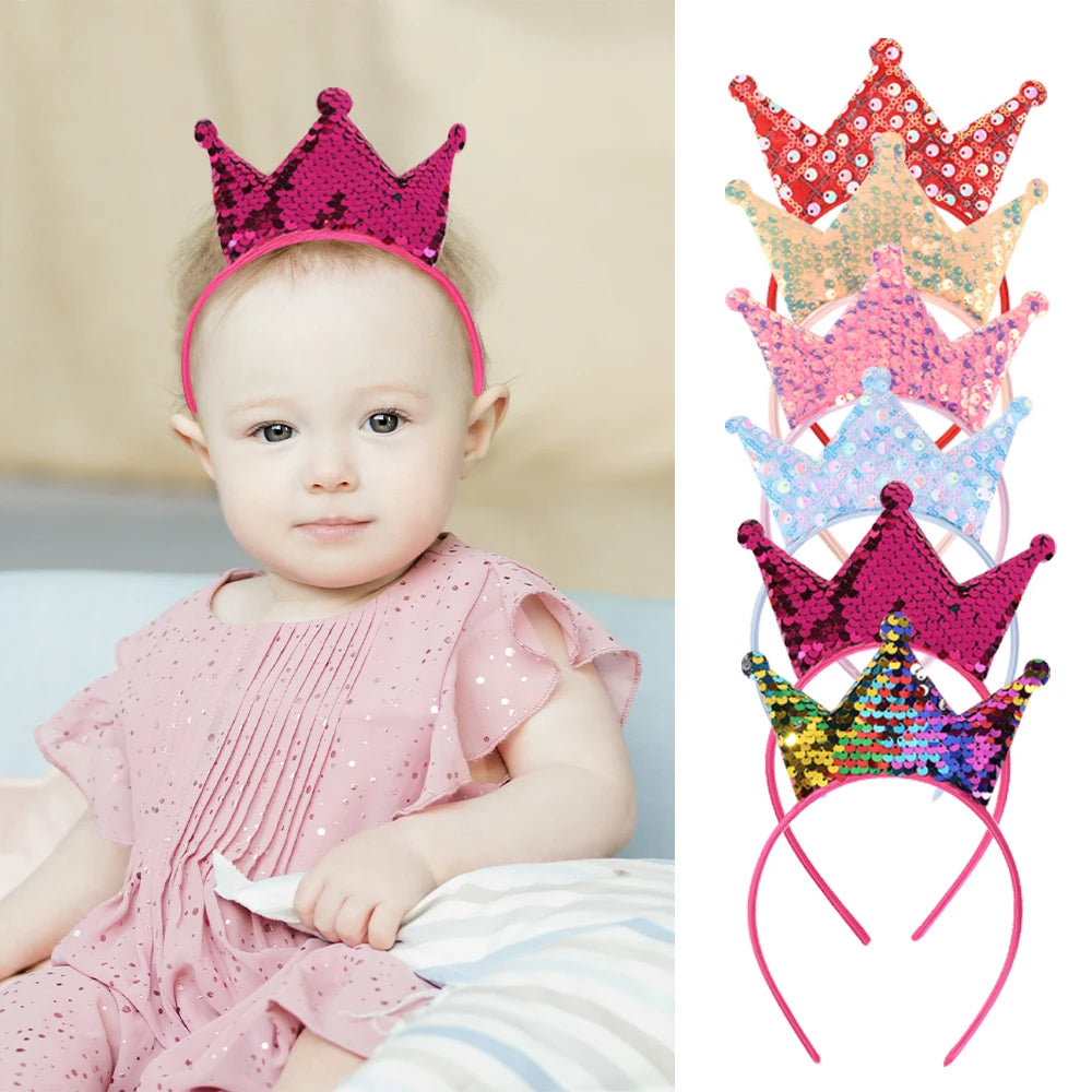Sparkling Sequin Headband for Girls - Birthday Crown Hair Accessory for Festivals and Parties
