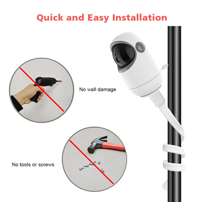 Flexible White Silicone Baby Monitor Mount - No Drilling Cradle Bracket for Safe Camera Placement