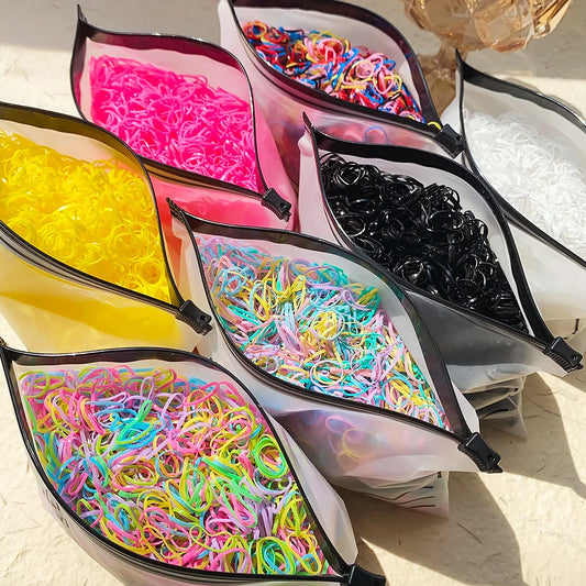 500Pcs Colorful Elastic Hair Bands for Girls - Fun Disposable Ponytail Holders for Kids