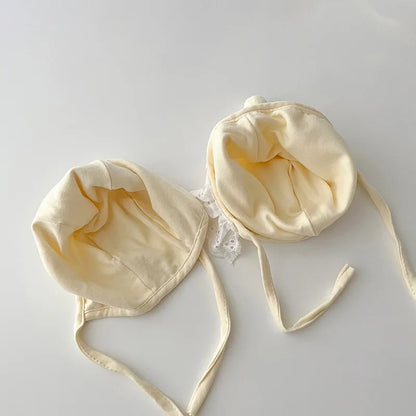 Adorable Beige Beanie Baby Hat for Autumn - Lace Cartoon Ear Toddler Accessories for Boys & Girls (0-12 Months)