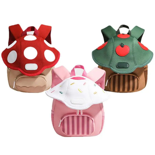 Adorable Mushroom-Themed Kids Backpack for Kindergarten - Cute Zipper Bag for Boys and Girls, Perfect for Travel and Snacks
