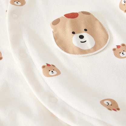Adorable Cartoon Bear Cotton Romper for Newborn Boys and Girls - Spring Infant One-Piece Bodysuit