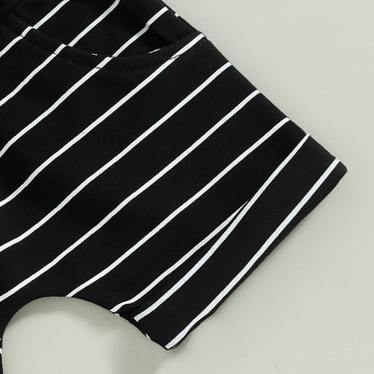Toddler Summer Boys' Striped Tank Top and Shorts Set for Beach Fun