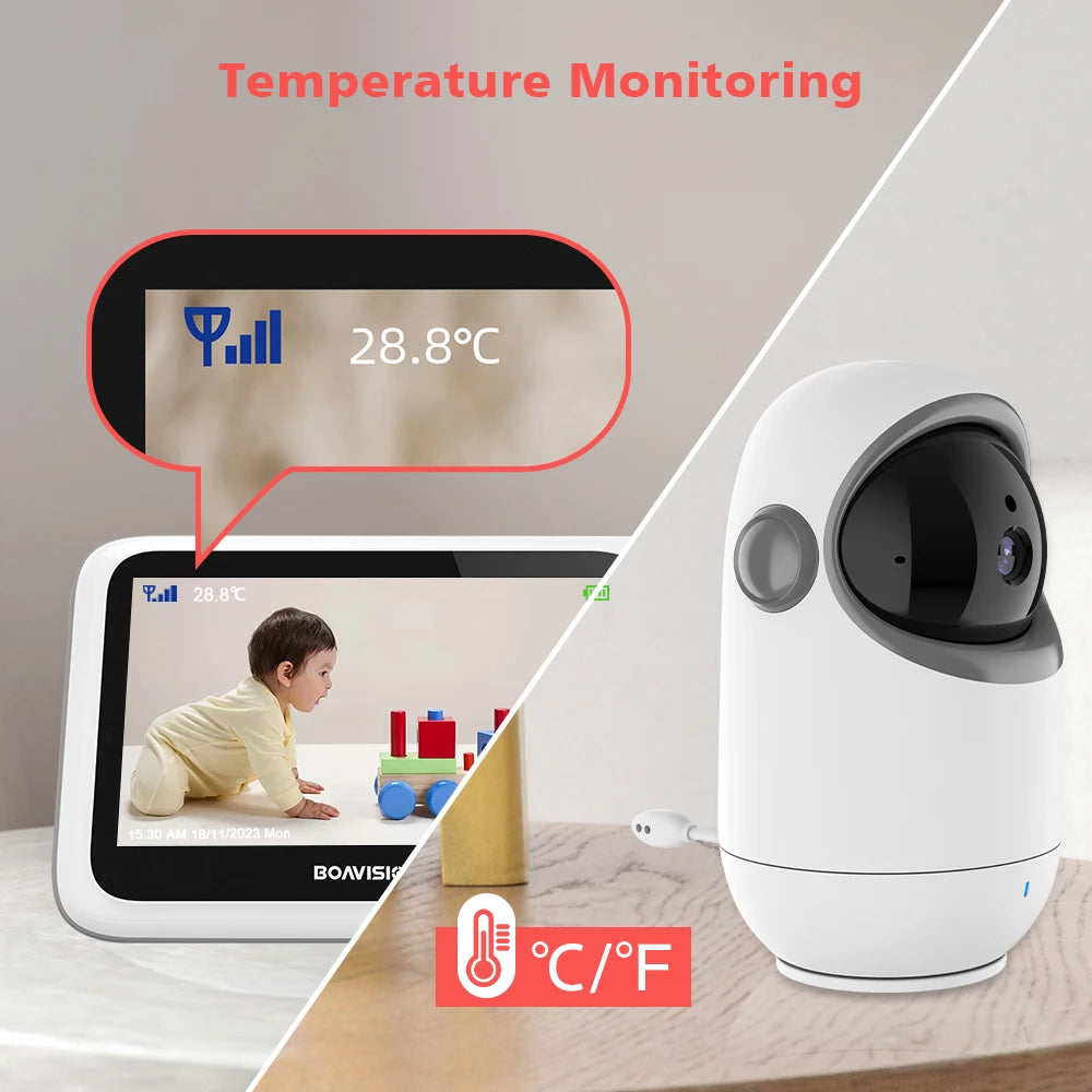4.3" Wireless Video Baby Monitor with Pan/Tilt Camera, Two-Way Audio & Night Vision - VB801