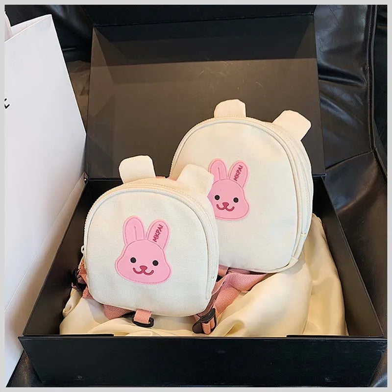 Adorable Cartoon Bear Anti-Lost Baby Backpack for Kindergarten Kids - Canvas Harness School Bag for Boys and Girls