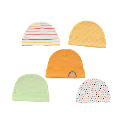 Unisex Cotton 3/5-Pack Infant Hats for Newborns - Fitted Animal Designs in Solid Colors for Boys and Girls