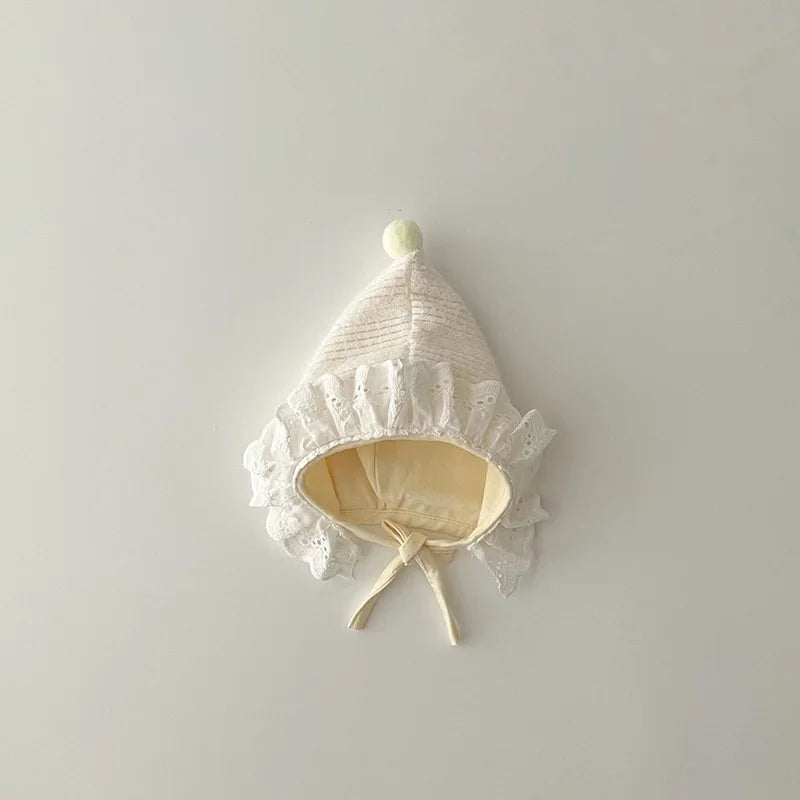 Adorable Beige Beanie Baby Hat for Autumn - Lace Cartoon Ear Toddler Accessories for Boys & Girls (0-12 Months)