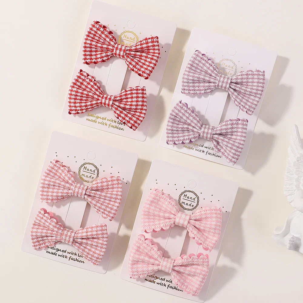 Adorable 2-Pack Mini Hair Bows for Girls - Soft Cotton Hair Clips and Barrettes