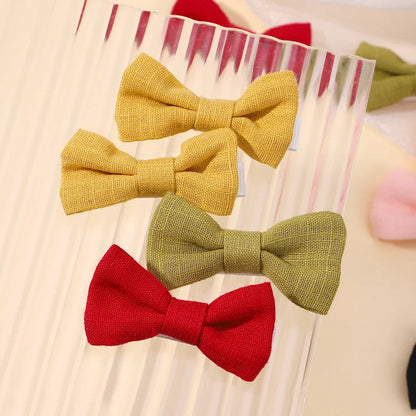 Adorable 2-Pack Mini Hair Bows for Girls - Soft Cotton Hair Clips and Barrettes