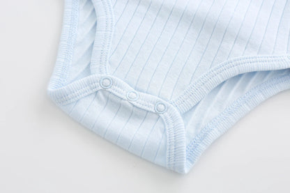 Newborn Baby Boy Clothing Set - 8-Piece Cotton Bodysuits, Pants, Hat & Gloves for Spring & Autumn