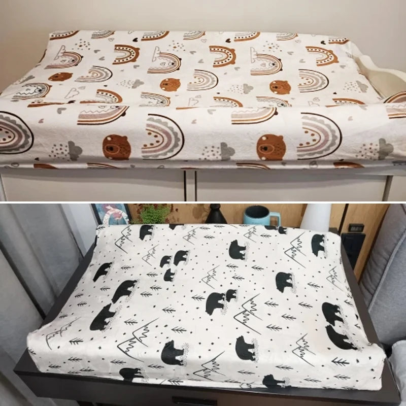 1Pc Super Soft Reusable Changing Pad Cover Printing Design Minky Material Baby Breathable Diaper Pad Sheets Cover