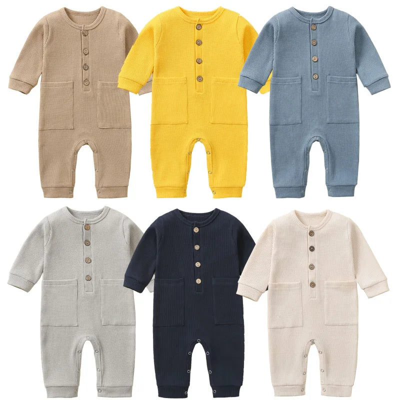 100% Cotton Newborn Baby One-Piece Romper - Long Sleeved Jumpsuit for Boys and Girls, Infant Pajamas and Sleepsuit