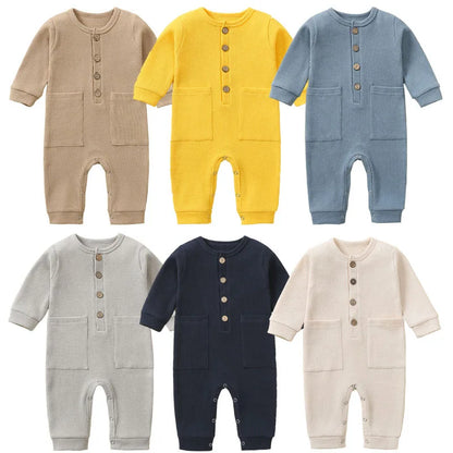 100% Cotton Newborn Baby One-Piece Romper - Long Sleeved Jumpsuit for Boys and Girls, Infant Pajamas and Sleepsuit