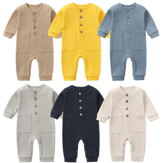 100% Cotton Newborn Baby One-Piece Romper - Long Sleeved Jumpsuit for Boys and Girls, Infant Pajamas and Sleepsuit