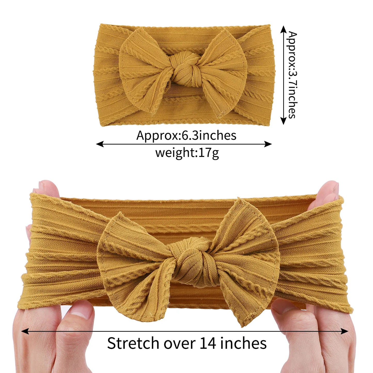 48-Color Soft Nylon Baby Headbands for Girls - Elastic Knit Turban Bows Hair Accessories for Newborns