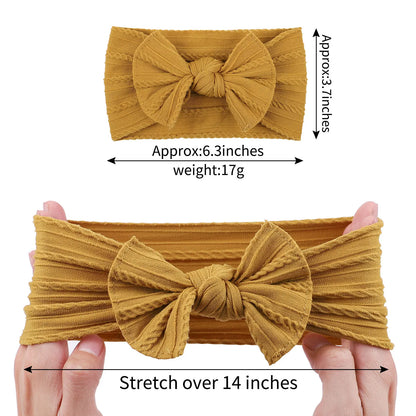 48-Color Soft Nylon Baby Headbands for Girls - Elastic Knit Turban Bows Hair Accessories for Newborns