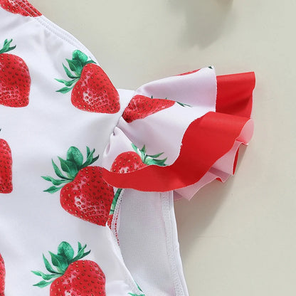 Adorable Toddler Girl's Sleeveless Swimsuit with Fun Fruit and Animal Prints - Back Cross Straps Bathing Suit for Summer