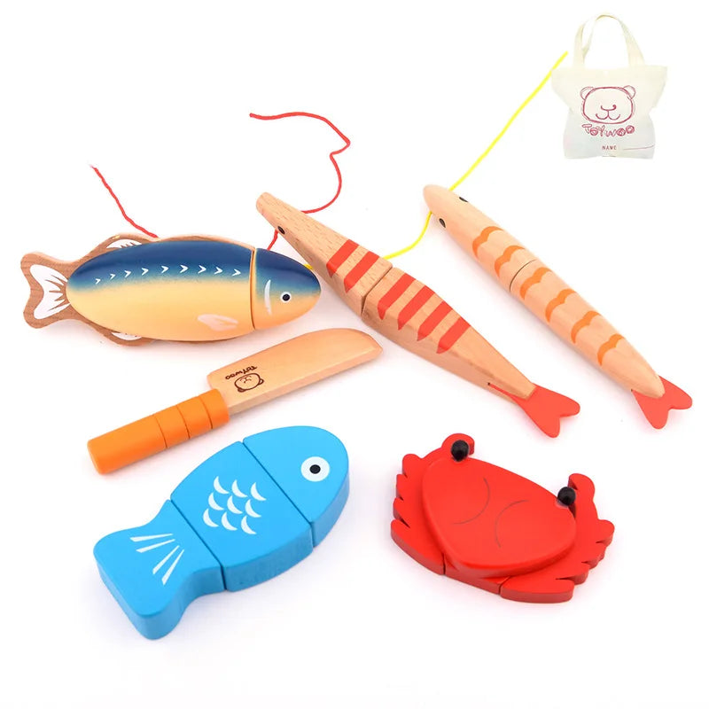 Wooden Fruit and Vegetable Cutting Play Set for Kids - Montessori Educational Kitchen Toy for Imaginative Role Play