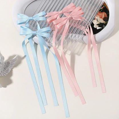 2PCS Adorable Long Tassel Bow Headbands for Girls - Cute Hair Accessories for Parties and Daily Wear