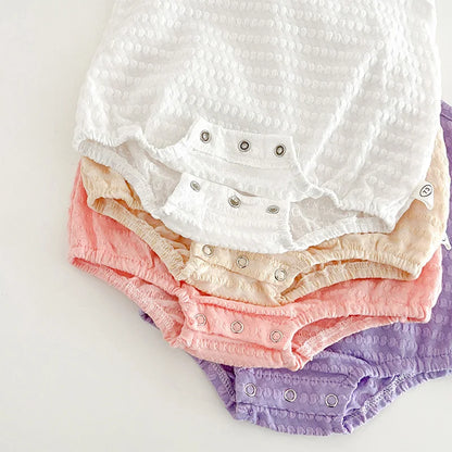 Adorable Summer Sleeveless Romper for Baby Girls - Cute Cotton One-Piece with Suspenders