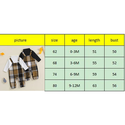 Unisex Baby Plaid Jumpsuit with Turtle Neck and Long Sleeves - Fall Overall Romper for Newborns