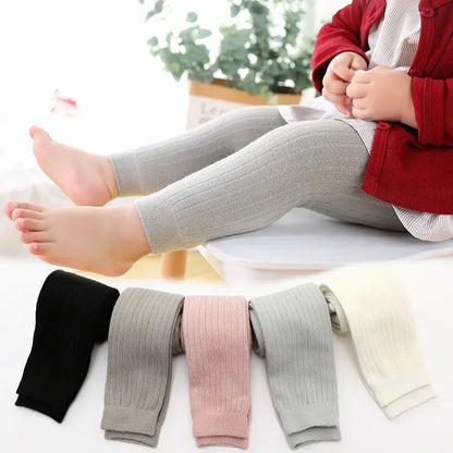 Spring Autumn Baby Pants Newborn Boys Girls Leggings Soft Cotton Stretch Tights Kids Children Knitting Trousers for 0-6 Years