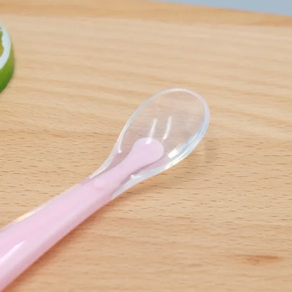 Silicone Baby Spoon Set for Learning to Eat - Soft Training Spoons with PP Plastic Storage Box for Children