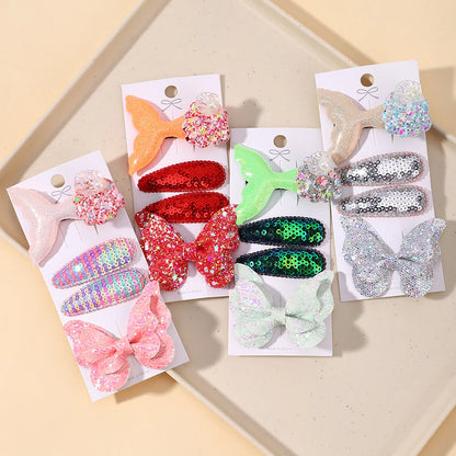 4-Piece Set of Sequin Fish Tail and Butterfly Hairpins for Girls - Kids' Barrettes and Hair Clips, Perfect Baby Accessories and Gift
