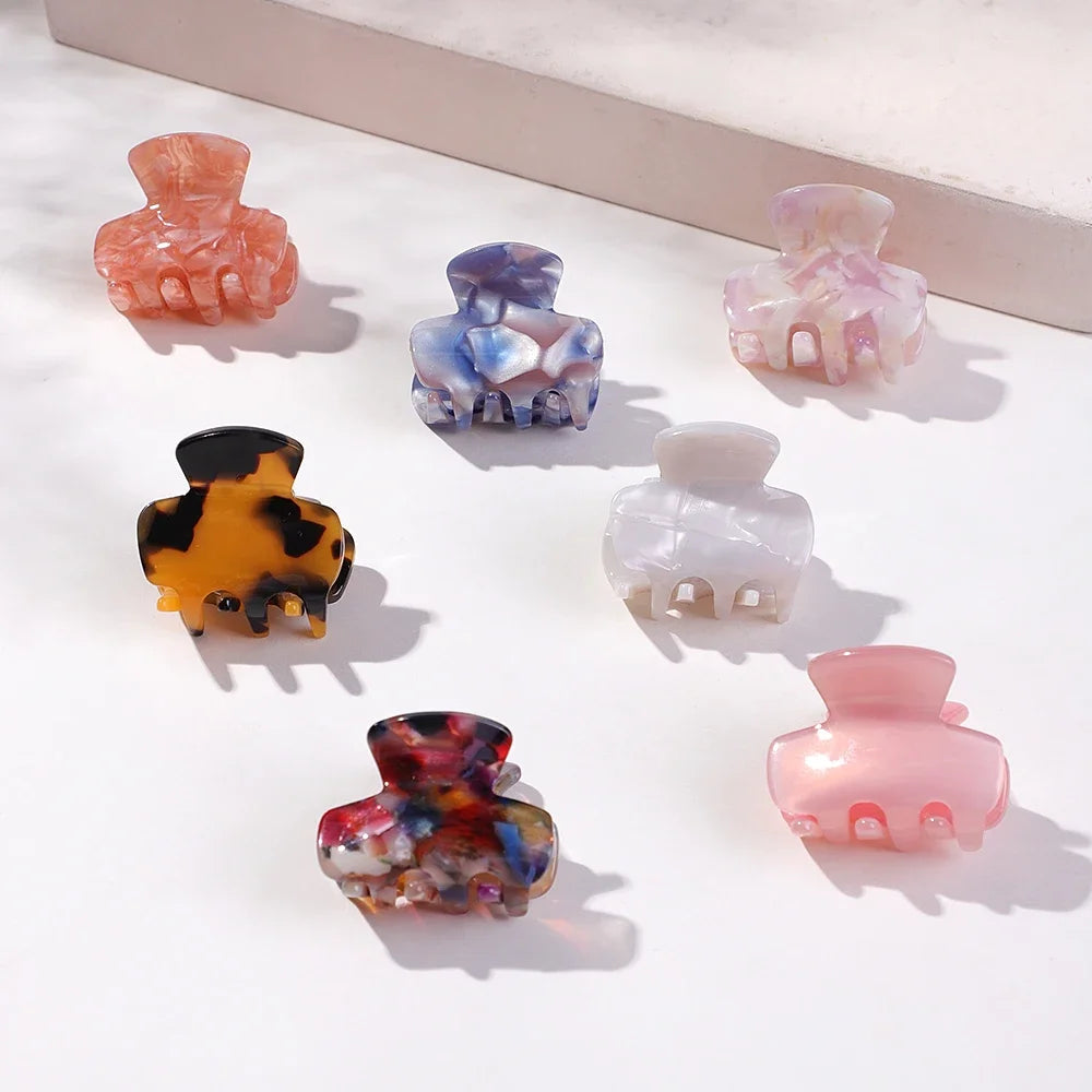 Set of 3 Stylish Mini Acetate Hair Clips for Women & Girls - Chic Barrettes and Claw Hairpins for Fashionable Hairstyles
