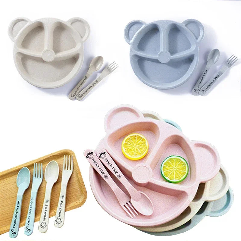 New Fractal Bear Kids Plate Set Easily Attract Kids' Attention Increase Eat Interesting Designed for Children 1 Set Tableware