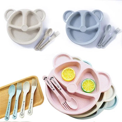 New Fractal Bear Kids Plate Set Easily Attract Kids' Attention Increase Eat Interesting Designed for Children 1 Set Tableware