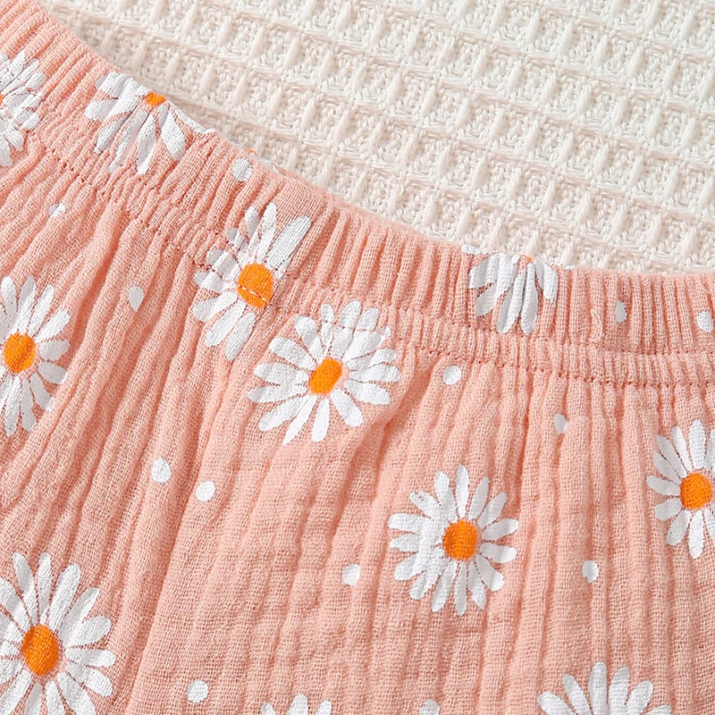 Adorable Baby Girl Summer Outfit Set with 3D Floral Ruffle Top and Shorts