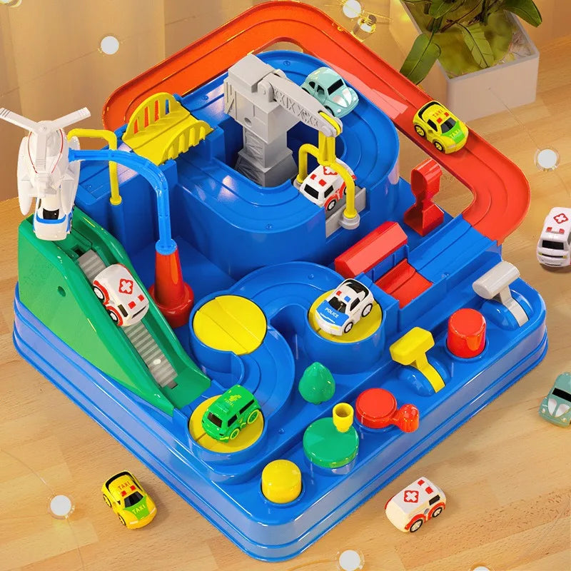 Kids' Racing Rail Car Educational Playset - Interactive Train Adventure with Space Rocket Theme