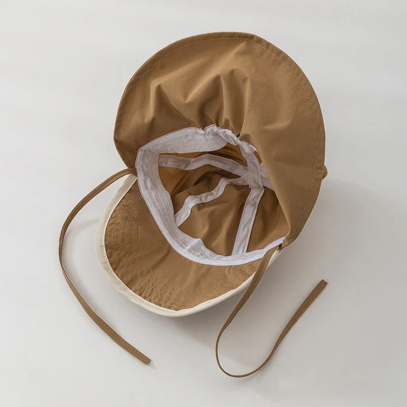 Adorable Cartoon Bear Ear Bucket Hat for Babies - Quick Drying Sun Protection Cap for Kids, Adjustable Straps, Perfect for Spring and Summer