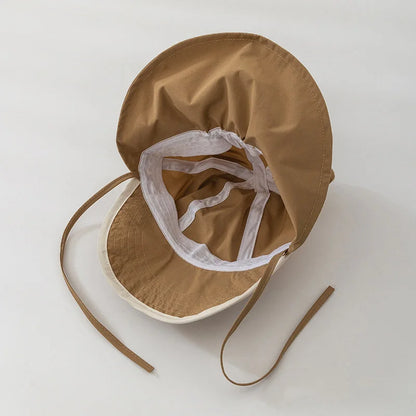 Adorable Cartoon Bear Ear Bucket Hat for Babies - Quick Drying Sun Protection Cap for Kids, Adjustable Straps, Perfect for Spring and Summer