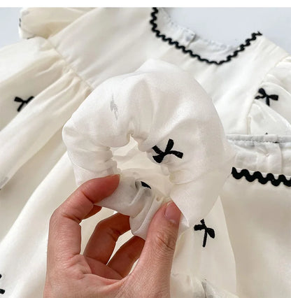 Summer Sisters Infant Bow Puff Sleeve Dress - Breathable Newborn Romper for Girls, Perfect for Summer Gifts