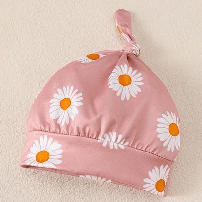Adorable Baby Girl Fall & Winter 4-Piece Romper, Pants, Headband, and Hat Set for Newborns to 18 Months