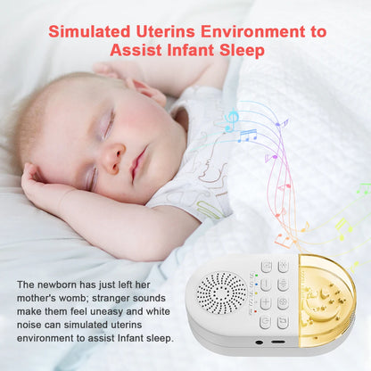 Portable Baby Soothing Sound Machine with 24 Natural Sounds and Gentle Breathing Light for Sleep and Relaxation