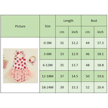 Adorable Baby Girl Summer Ruffle Romper Dress with Strawberry Print and Matching Headband Set