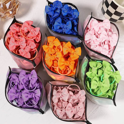 5-Pack Kids Hair Accessories with Bow Scrunchies - Elastic Hair Ties for Girls and Babies