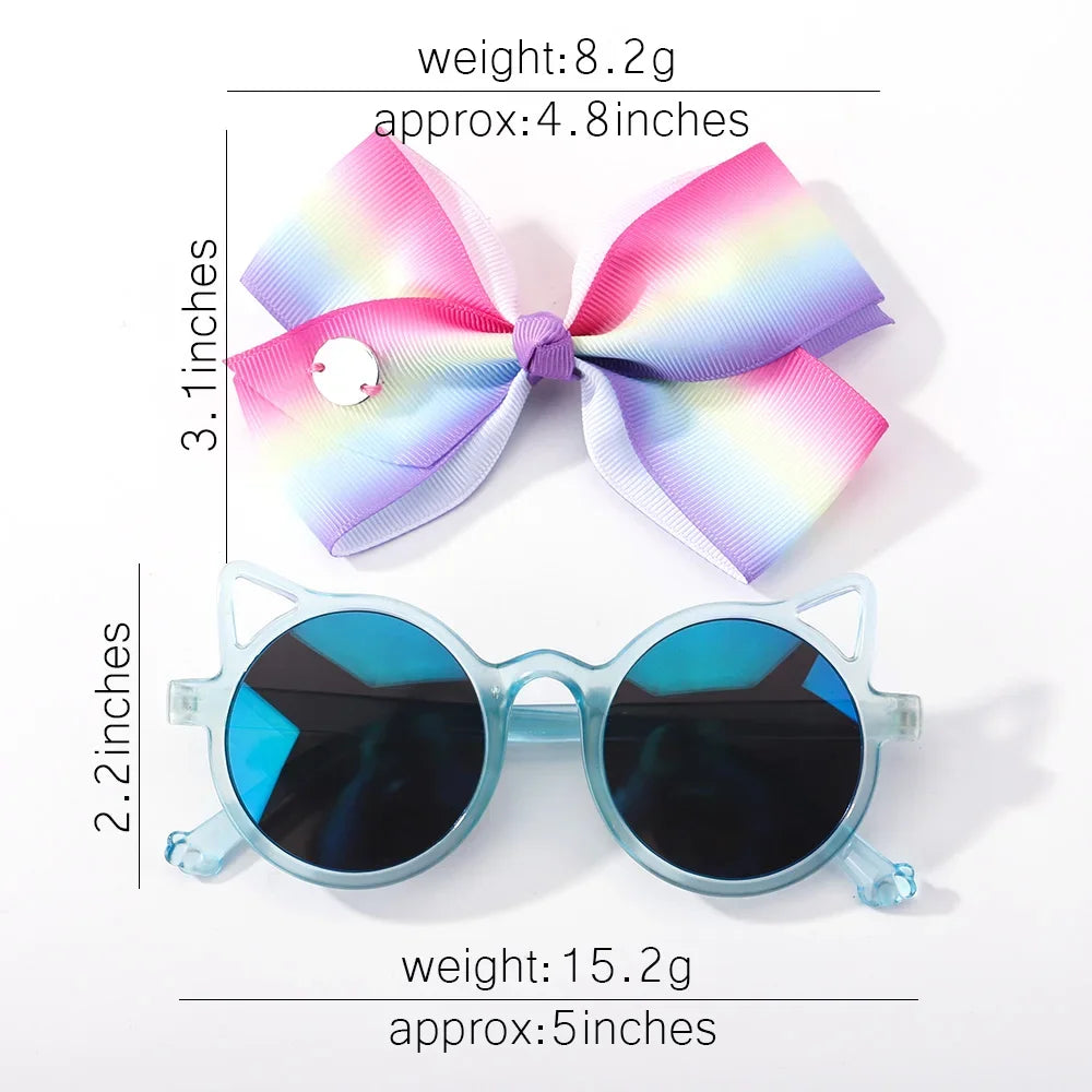Adorable 2-Piece Newborn Hair Accessories Set - Cute Bow Headband & Bear Glasses for Infants and Kids