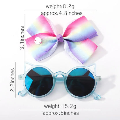 Adorable 2-Piece Newborn Hair Accessories Set - Cute Bow Headband & Bear Glasses for Infants and Kids