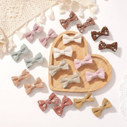 Adorable 2-Pack Kids Bow Hairpins - Soft Cotton Clip-on Accessories for Toddler Girls