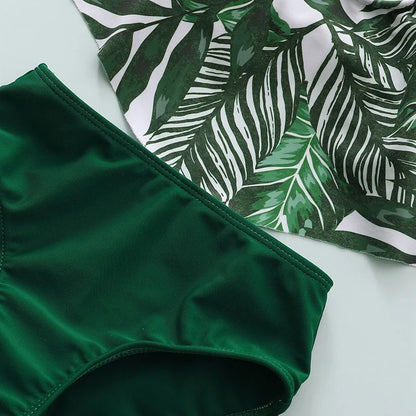 3-Piece Banana Leaf Print Swimwear Set for Girls Aged 1-4 Years - Trendy Summer Outfit