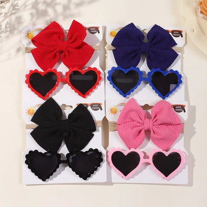 Adorable 2Pcs Baby Bow Headband and Retro Cartoon Sunglasses Gift Set for Toddlers
